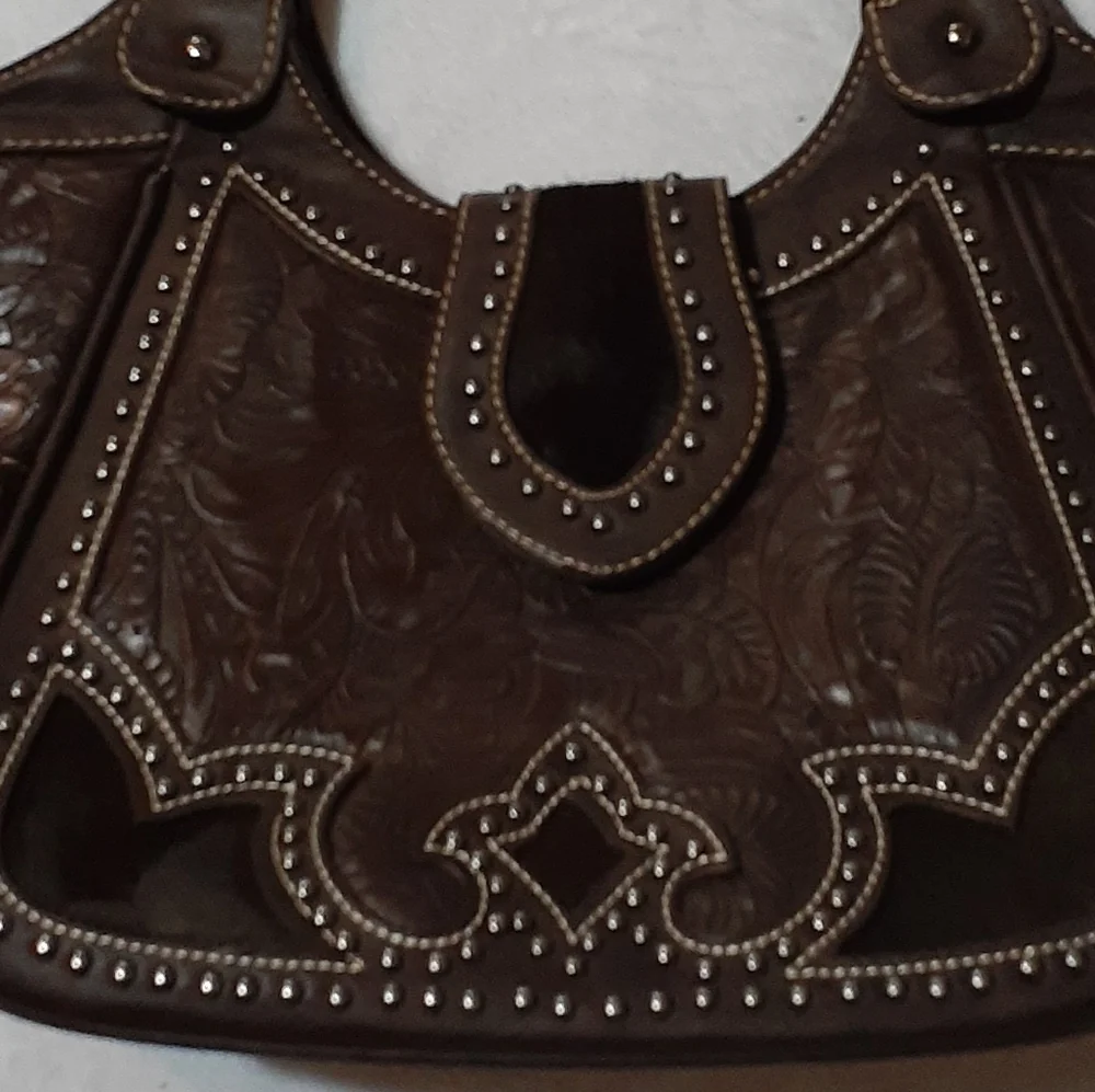 Trinity Ranch Embellished Hair on Hide Shoulder Bag - Picture 2 of 9